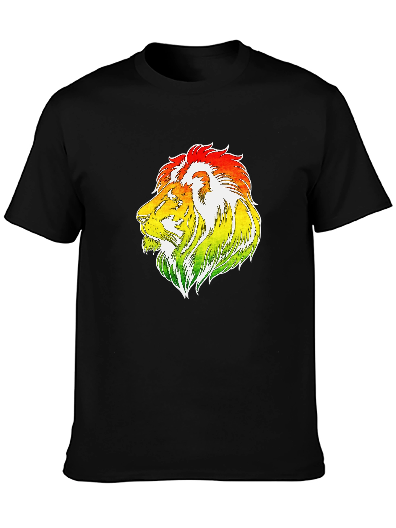 Black Rasta Lion Graphic T-Shirt - Reggae Style view 3