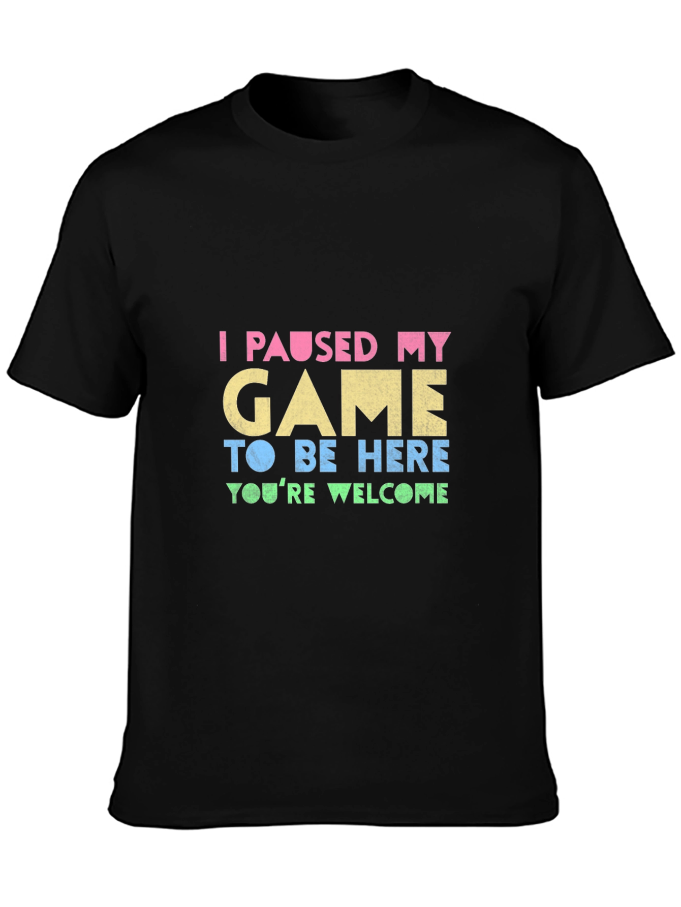Black Funny Gamer T-Shirt: "I Paused My Game" view 3