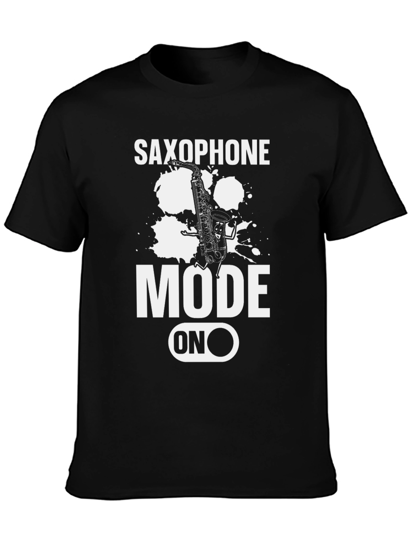 Black Saxophone Mode On Graphic T-Shirt view 3