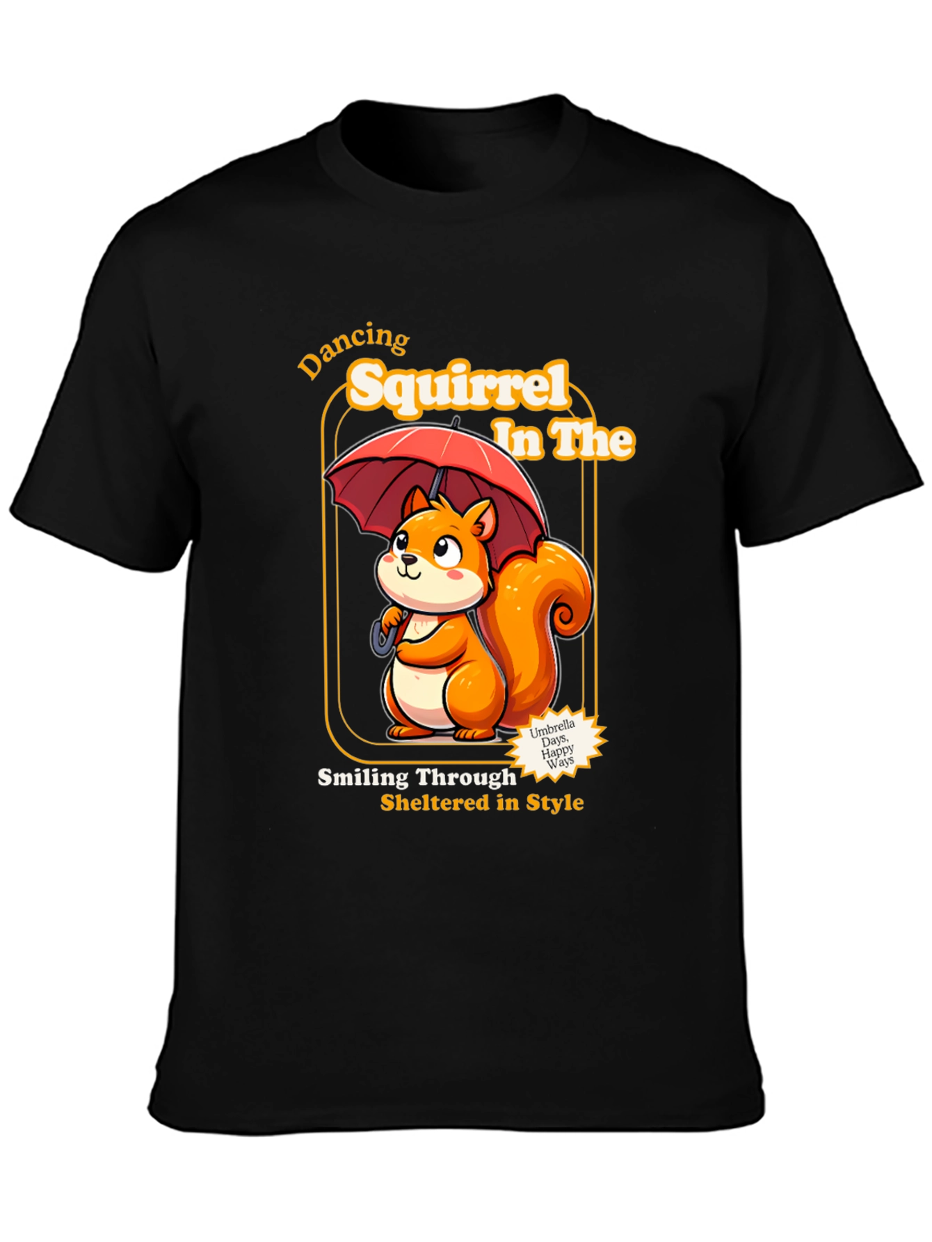 Black Dancing Squirrel Graphic Tee - Sheltered in Style view 3