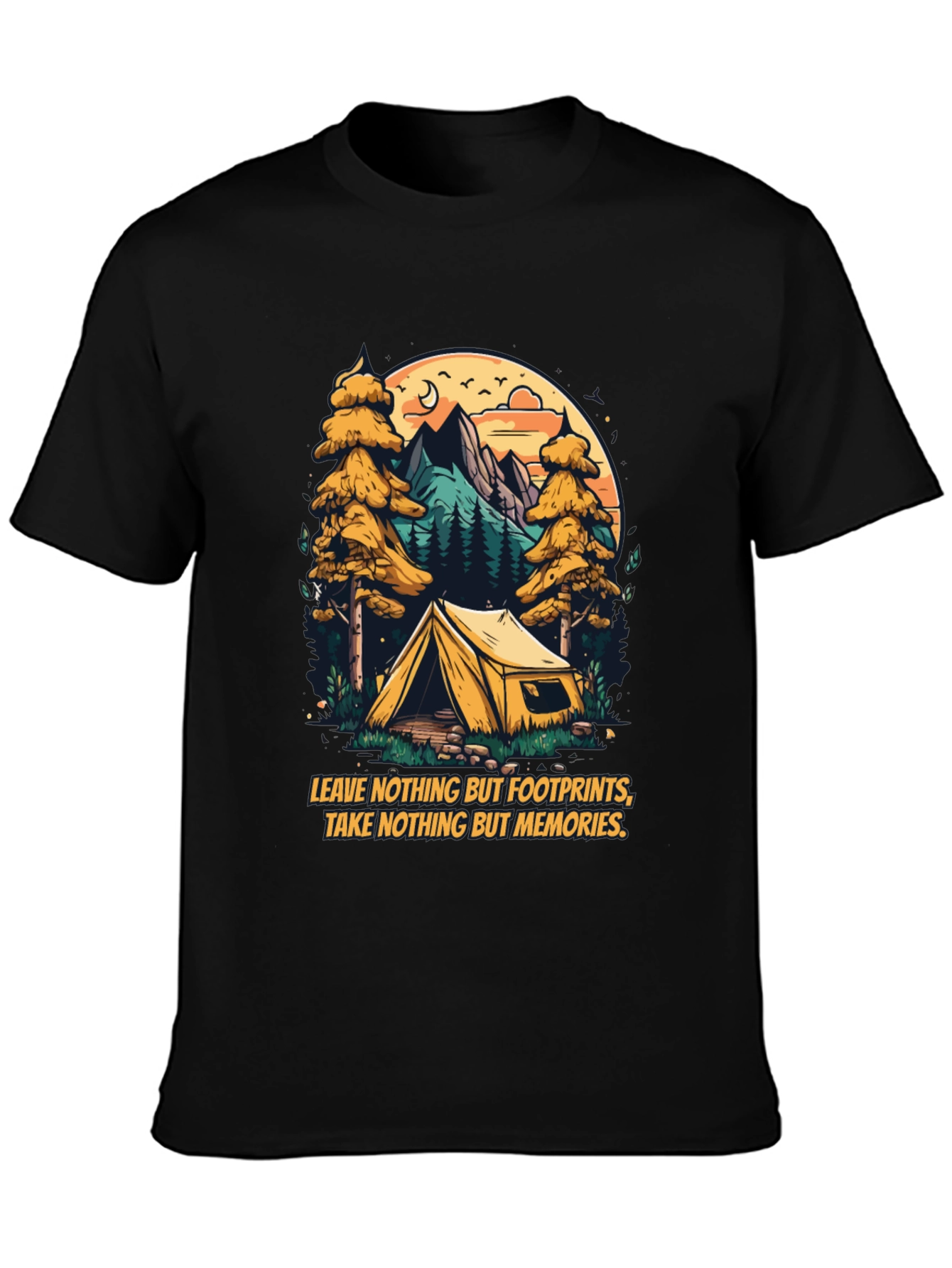 Black Nature Camping Graphic Tee view 3