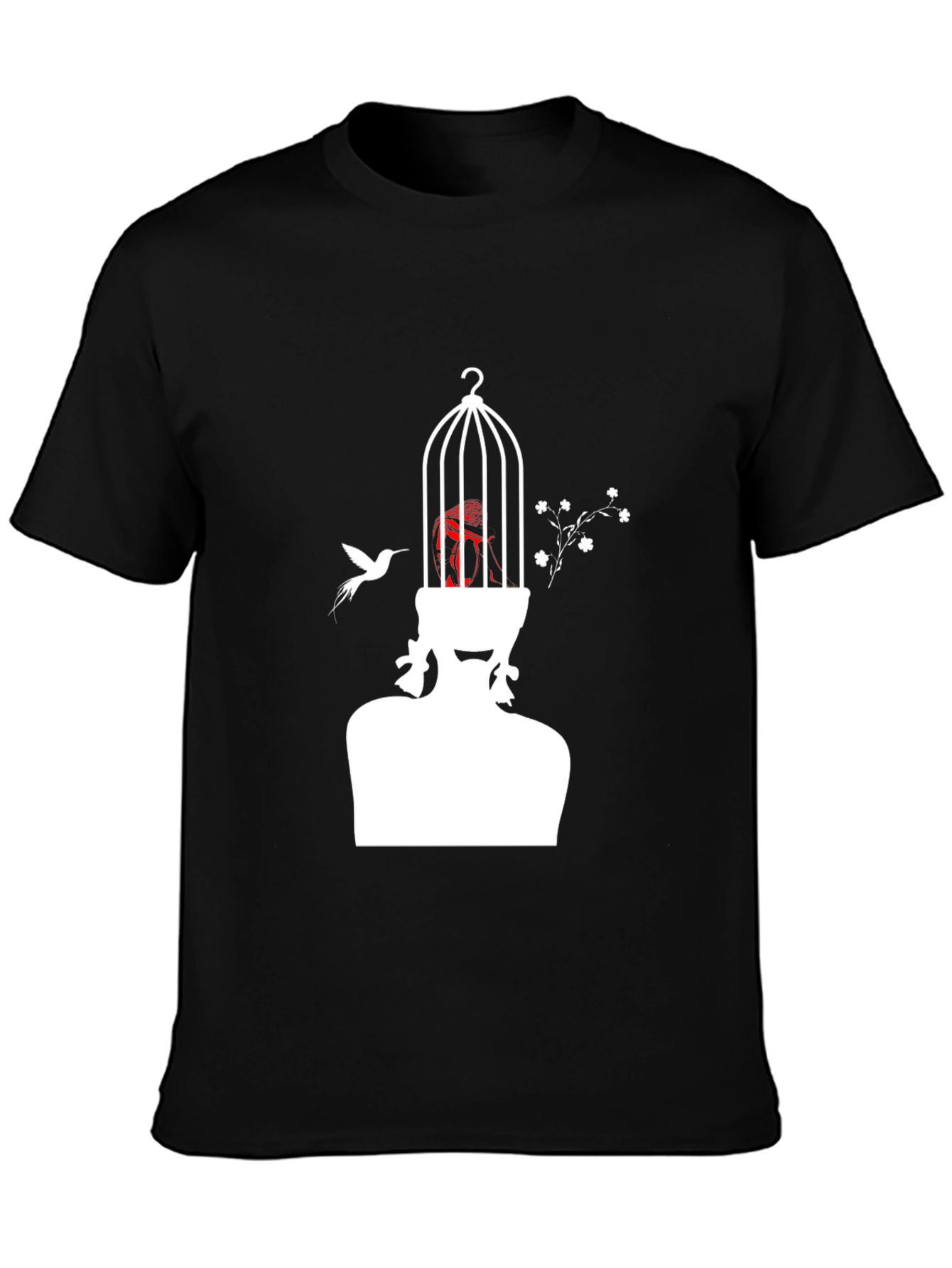 Black Artistic Birdcage Mind T-Shirt view 3