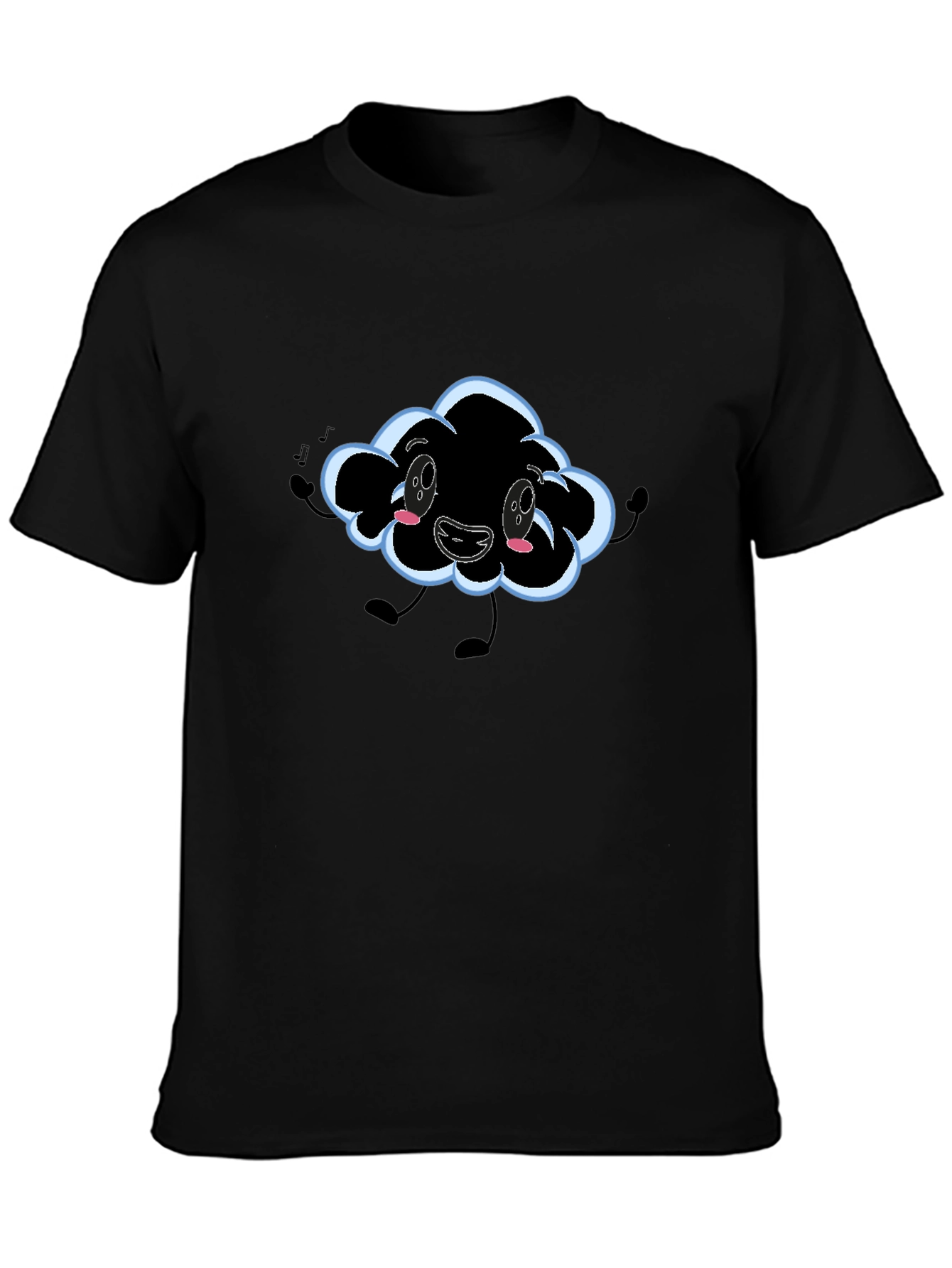 Black Cartoon Cloud Graphic T-Shirt - Black view 3