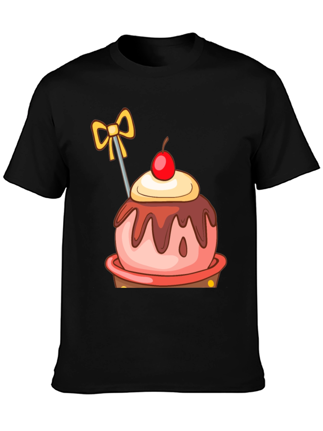 Black Cartoon Cupcake T-Shirt view 3