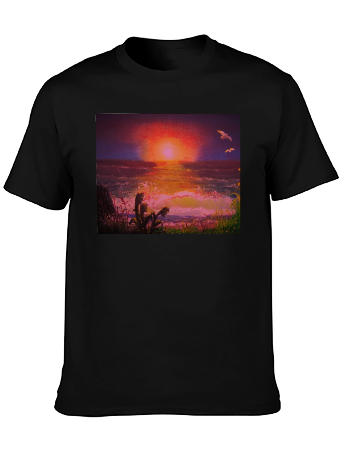 Black Sunset Ocean Graphic Tee - Premium Cotton Blend view 3