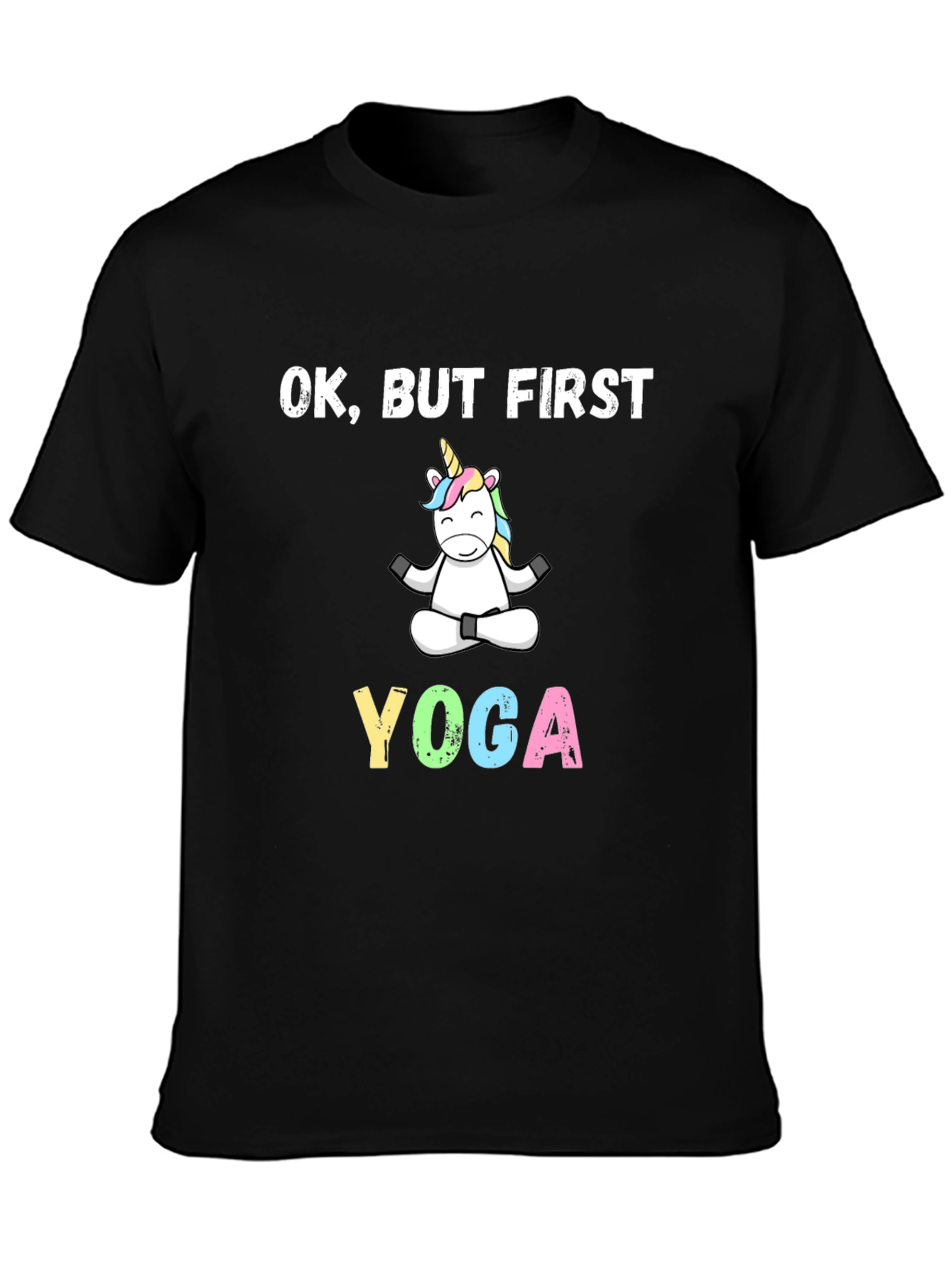 Black Yoga Unicorn T-Shirt - OK, But First Yoga view 3