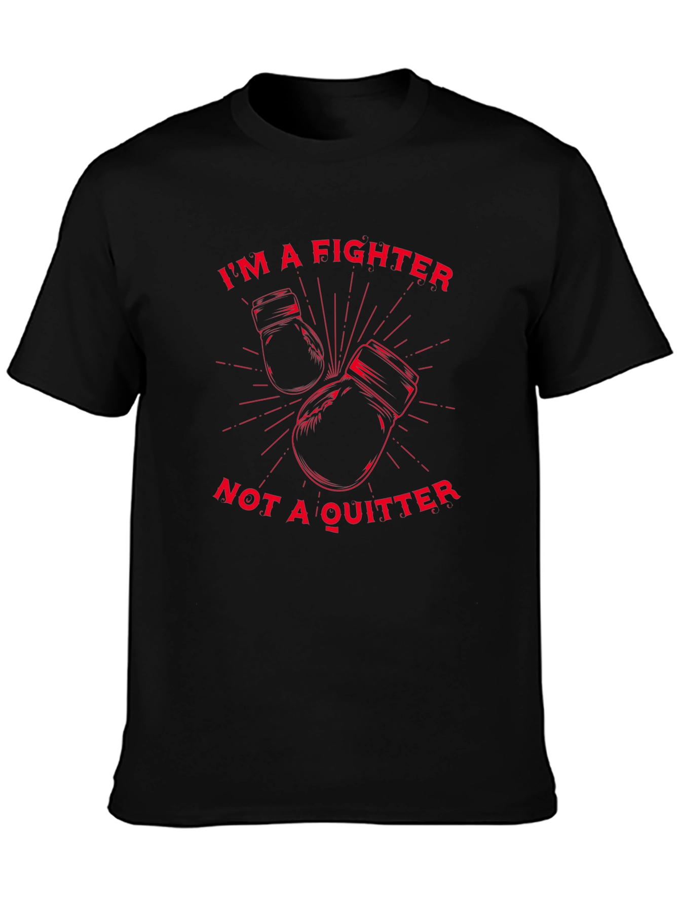 Black Fighter Graphic Tee - Motivational Boxing T-Shirt view 3