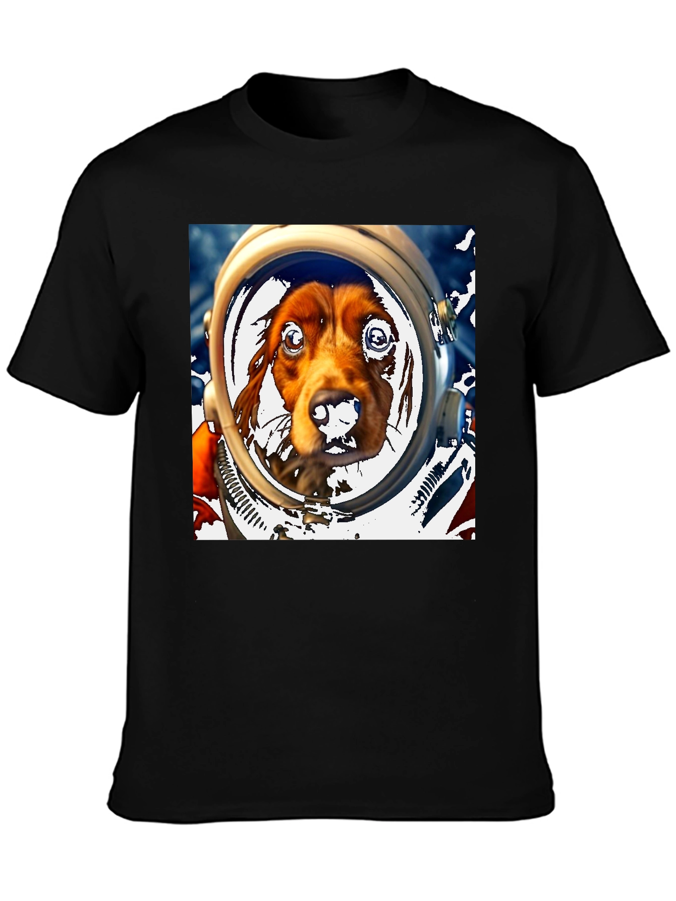 Black Dog Astronaut Graphic Tee - Space Dog Lover T-Shirt view 3