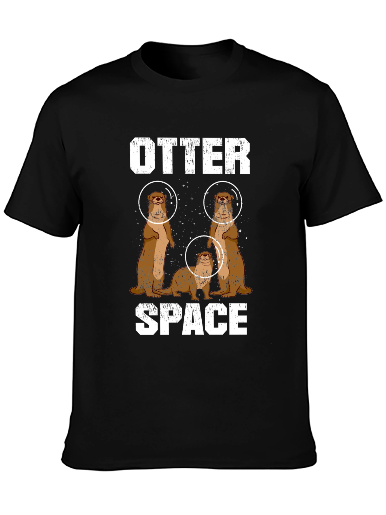 Black Otter Space Graphic Tee - Men's Black T-Shirt view 3