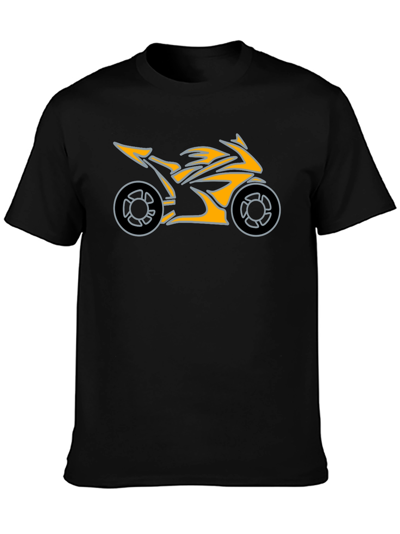 Black Motorcycle Graphic Tee - Black Cotton T-Shirt view 3