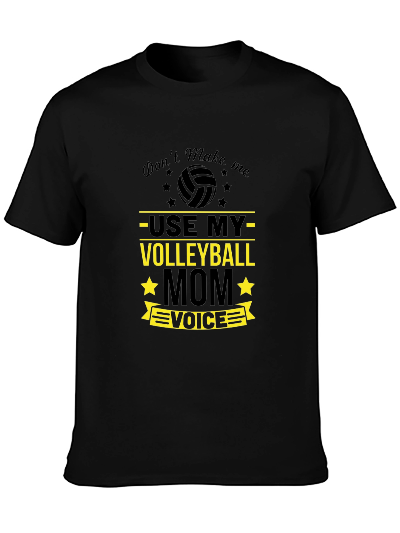 Black Volleyball Mom Voice T-Shirt - Fun Sports Tee view 3