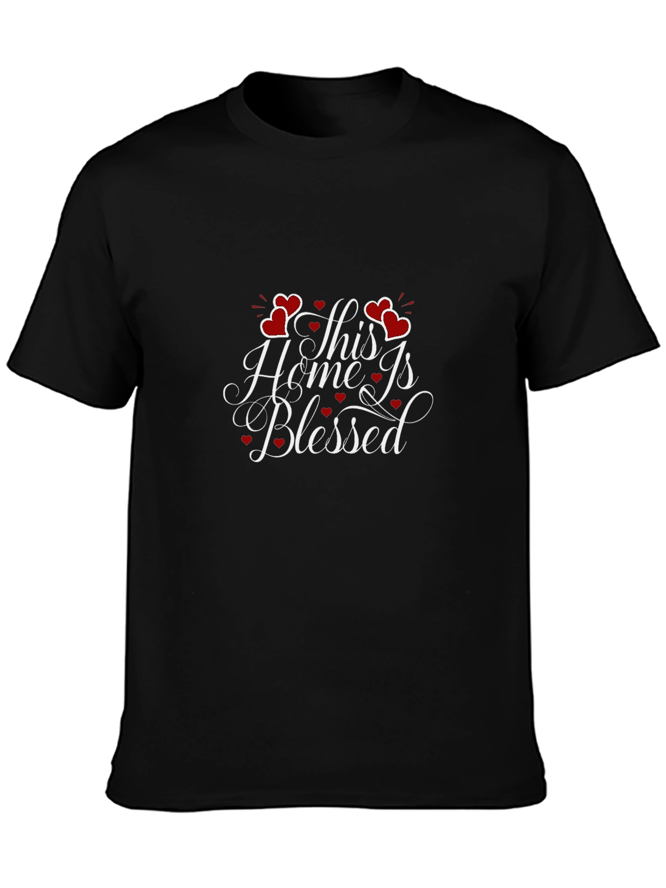 Black Blessed Home T-Shirt, Heart Accents view 3