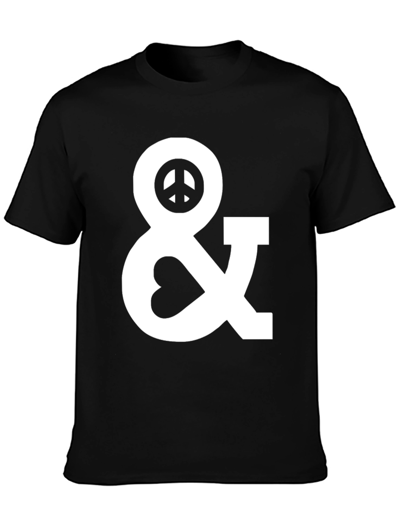 Black Peace & Love Graphic T-Shirt - Black Cotton Blend view 3