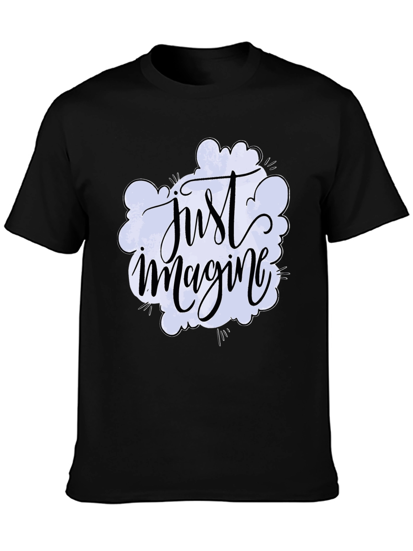 Black Just Imagine Graphic Tee - Crew Neck Soft Cotton Blend view 3