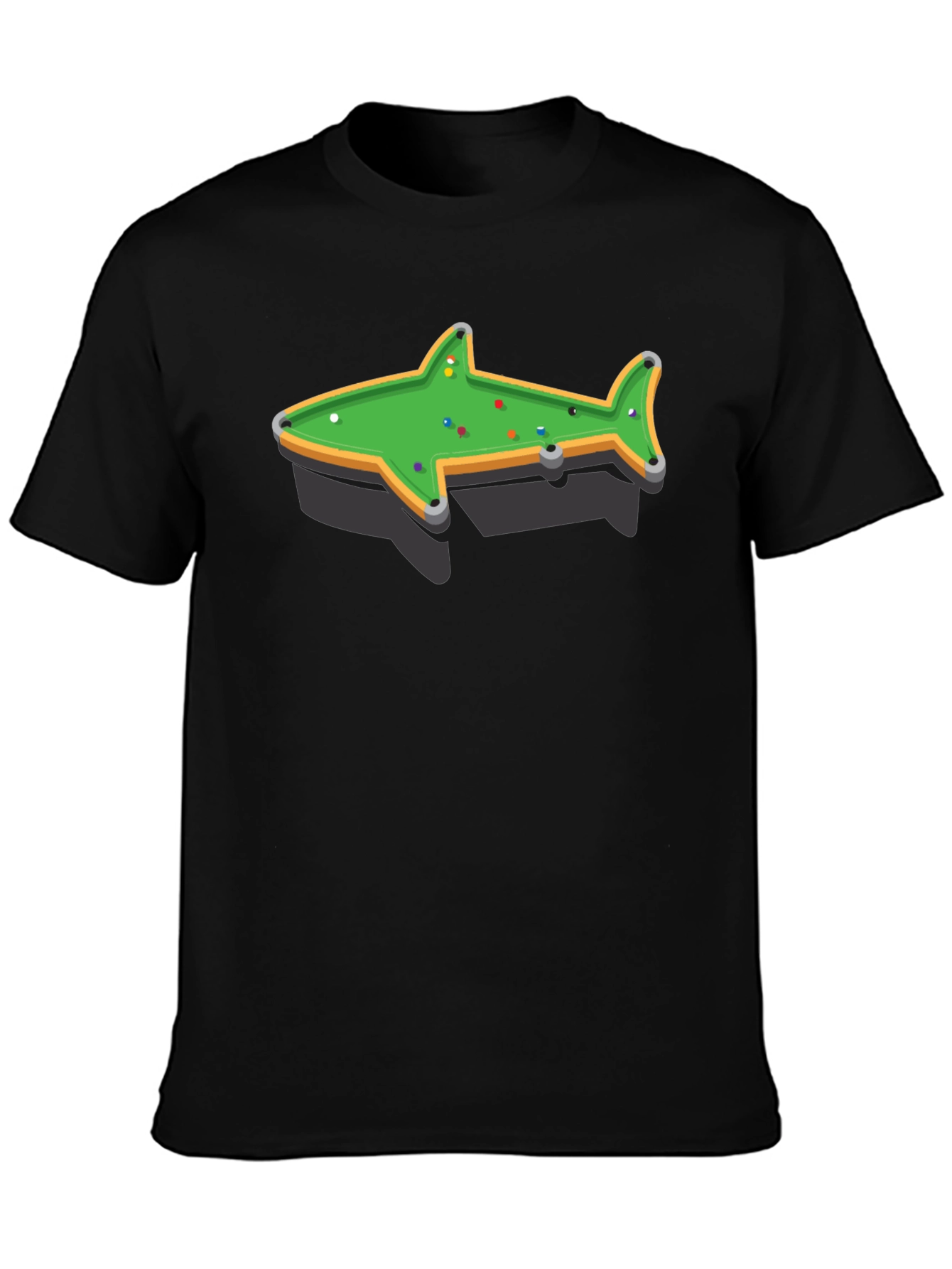 Black Shark Pool Table Graphic Tee - Unique Billiards Shirt view 3