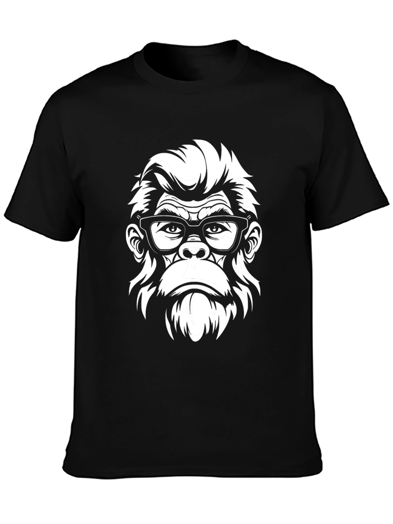 Black Cool Gorilla with Glasses Graphic T-Shirt - Black view 3