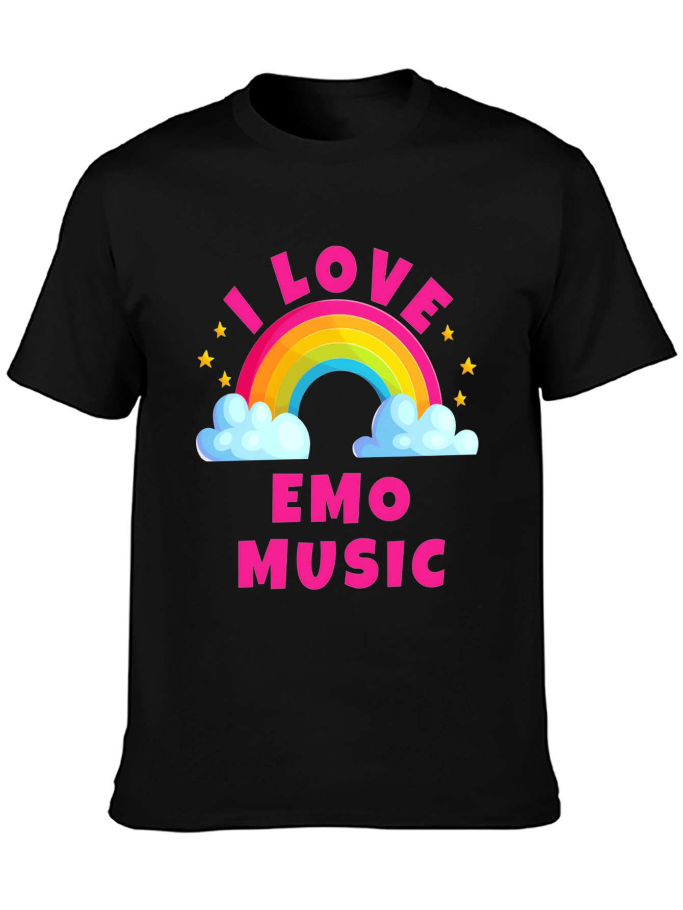 Black I Love Emo Music Rainbow T-Shirt view 3