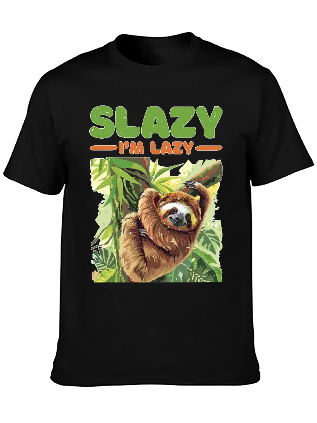 Black Slazy I'm Lazy Sloth T-Shirt view 3