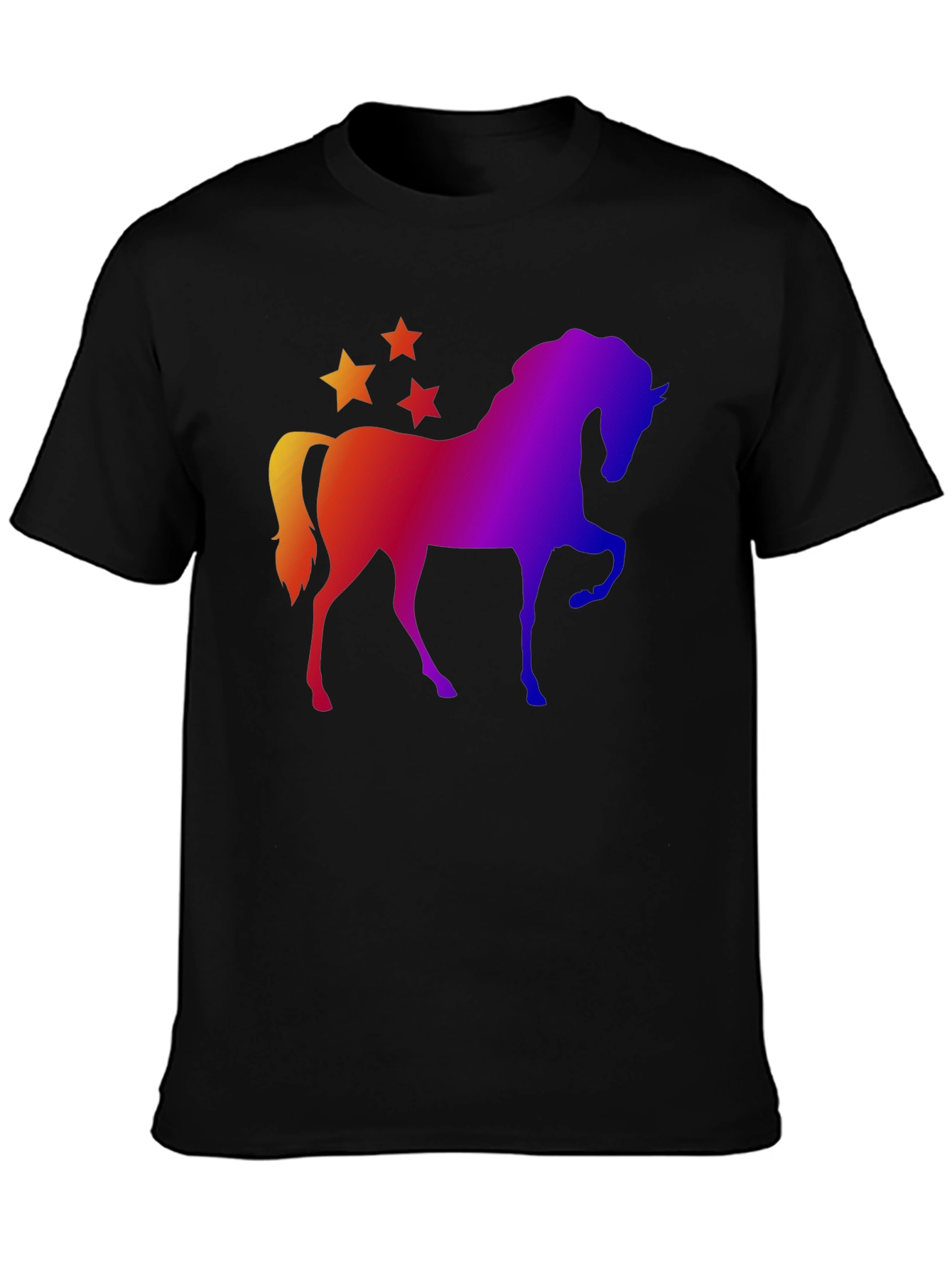Black Rainbow Horse and Stars Graphic Tee view 3