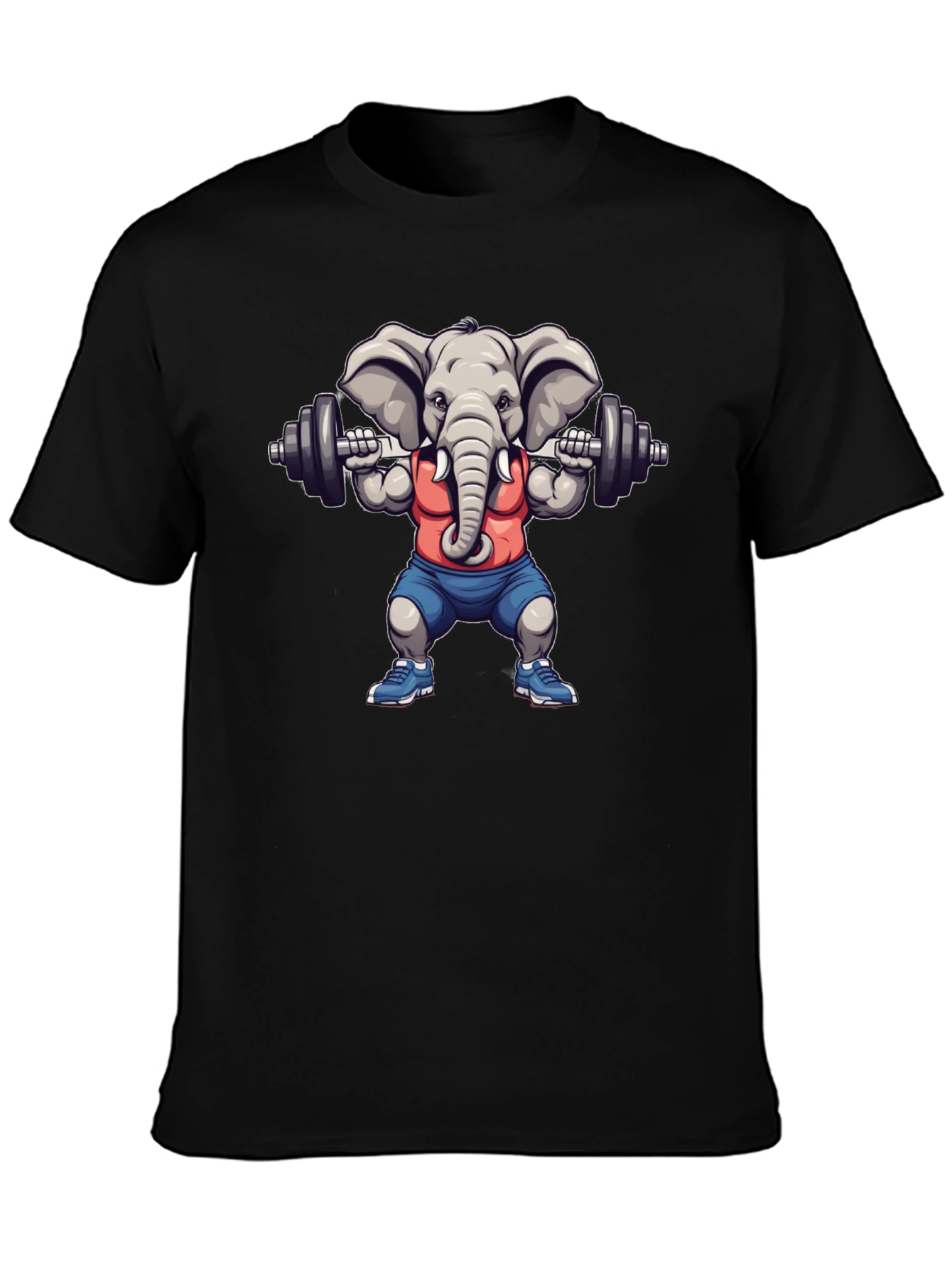 Black Weightlifting Elephant T-Shirt view 3