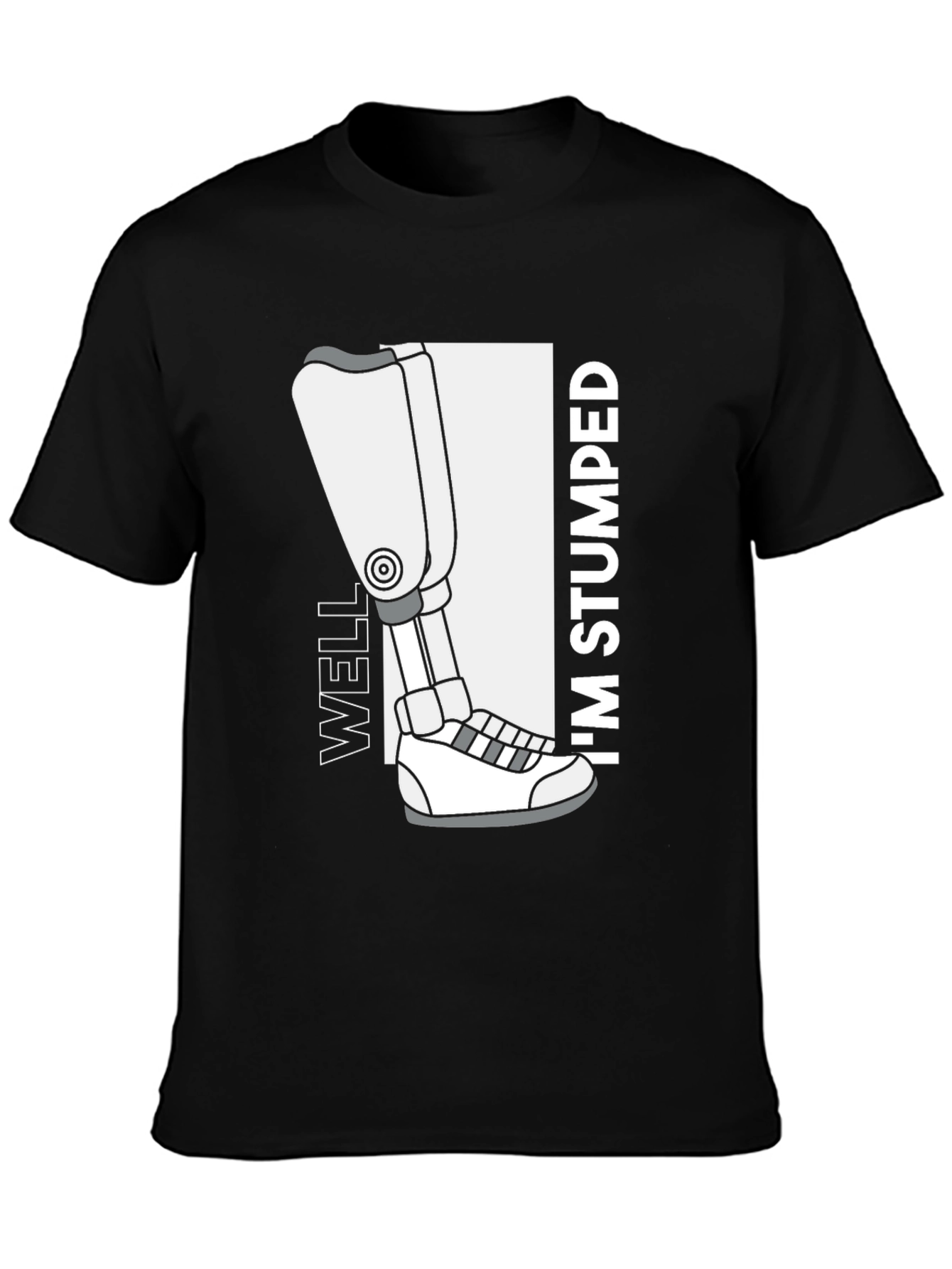 Black Well I'm Stumped Amputee Humor Graphic T-Shirt view 3