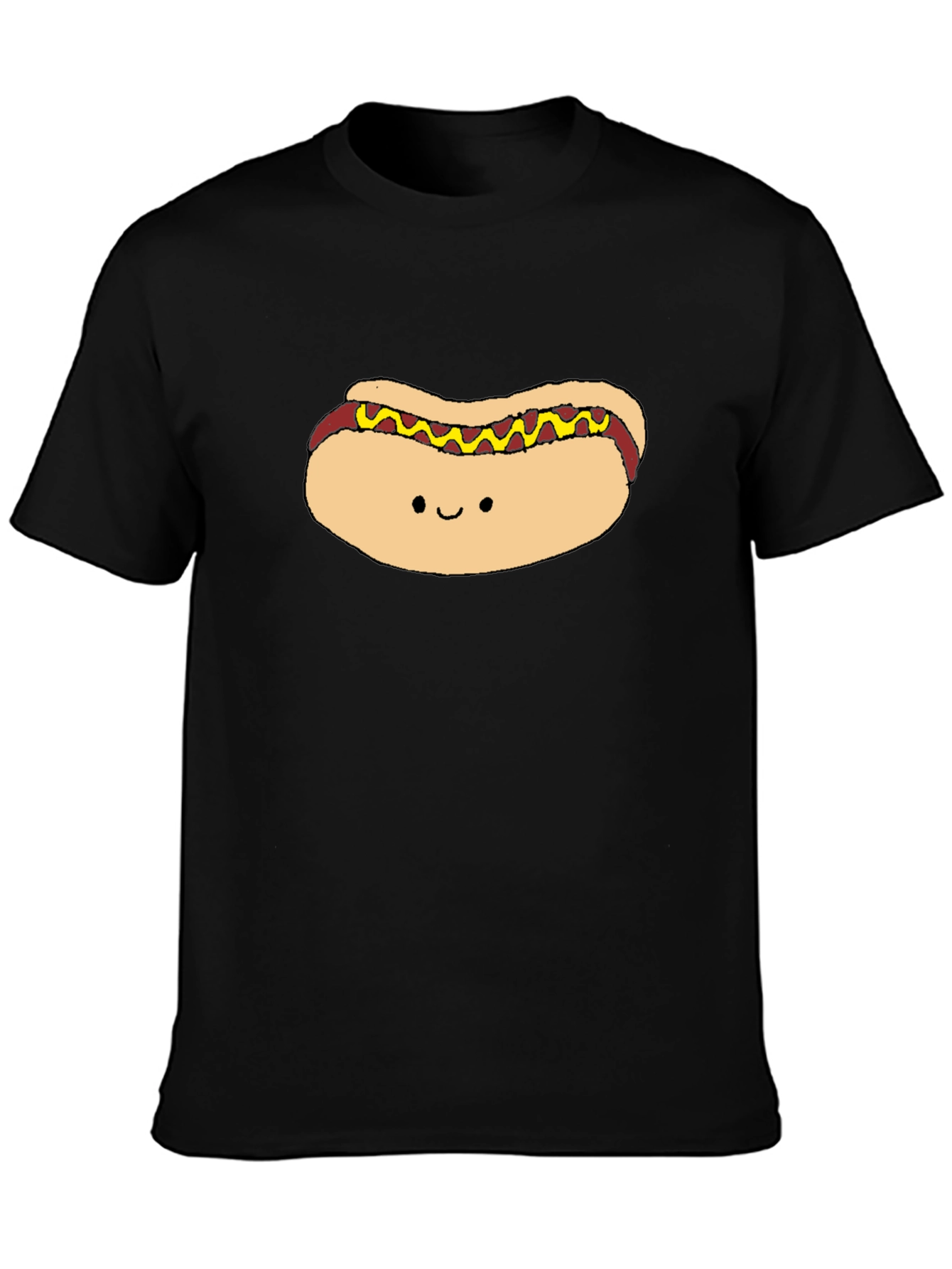 Black Cute Hotdog Graphic Black T-Shirt view 3