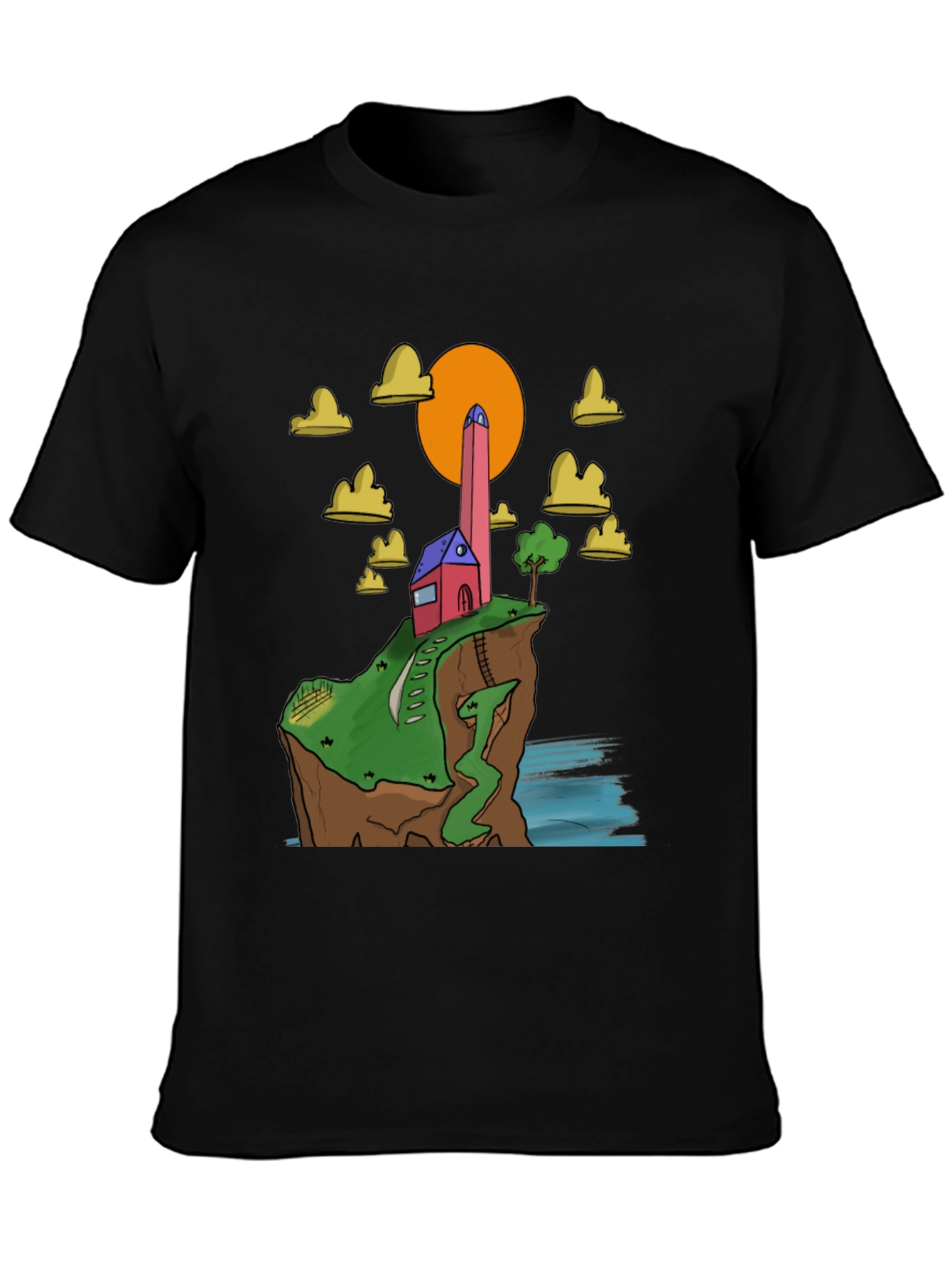Black Cliffside Cartoon Tee view 3