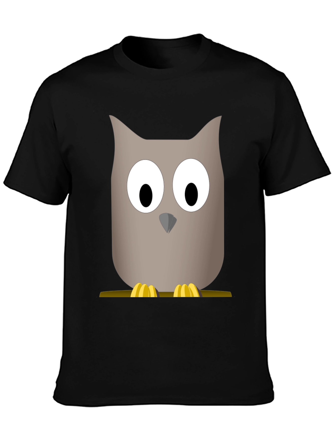 Black Cartoon Owl Graphic Tee - Men's Black T-Shirt view 3