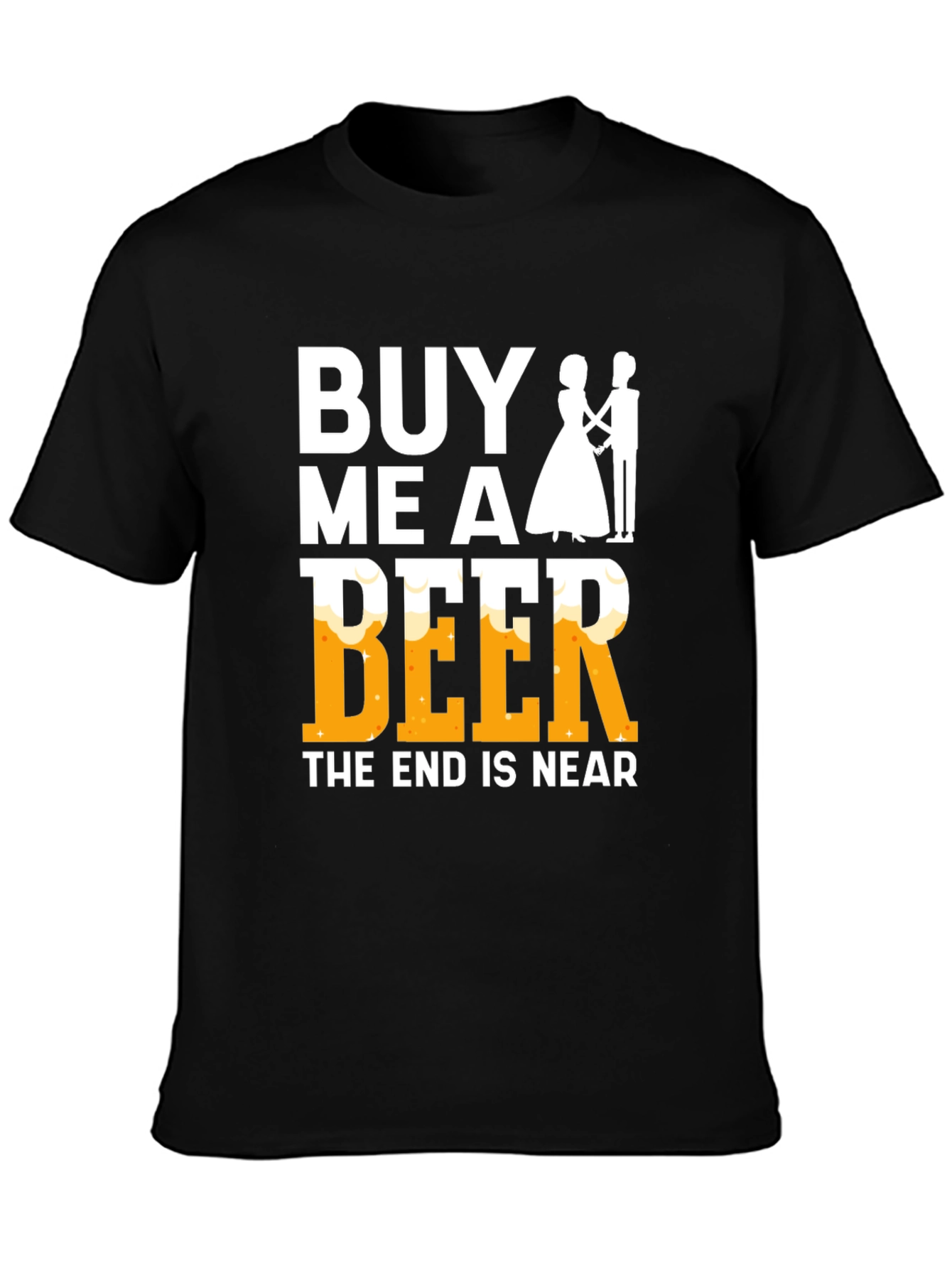 Black Buy Me A Beer - Funny Wedding T-Shirt view 3