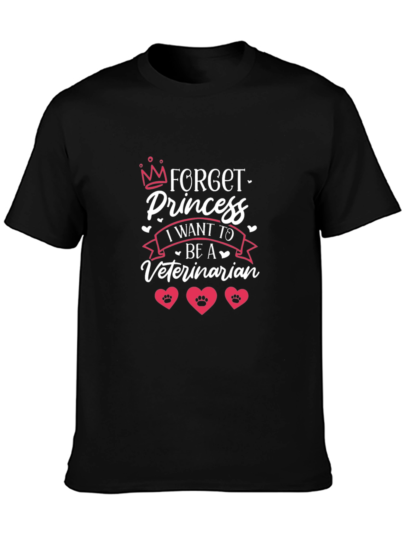 Black Forget Princess, I Want to be a Veterinarian T-Shirt view 3
