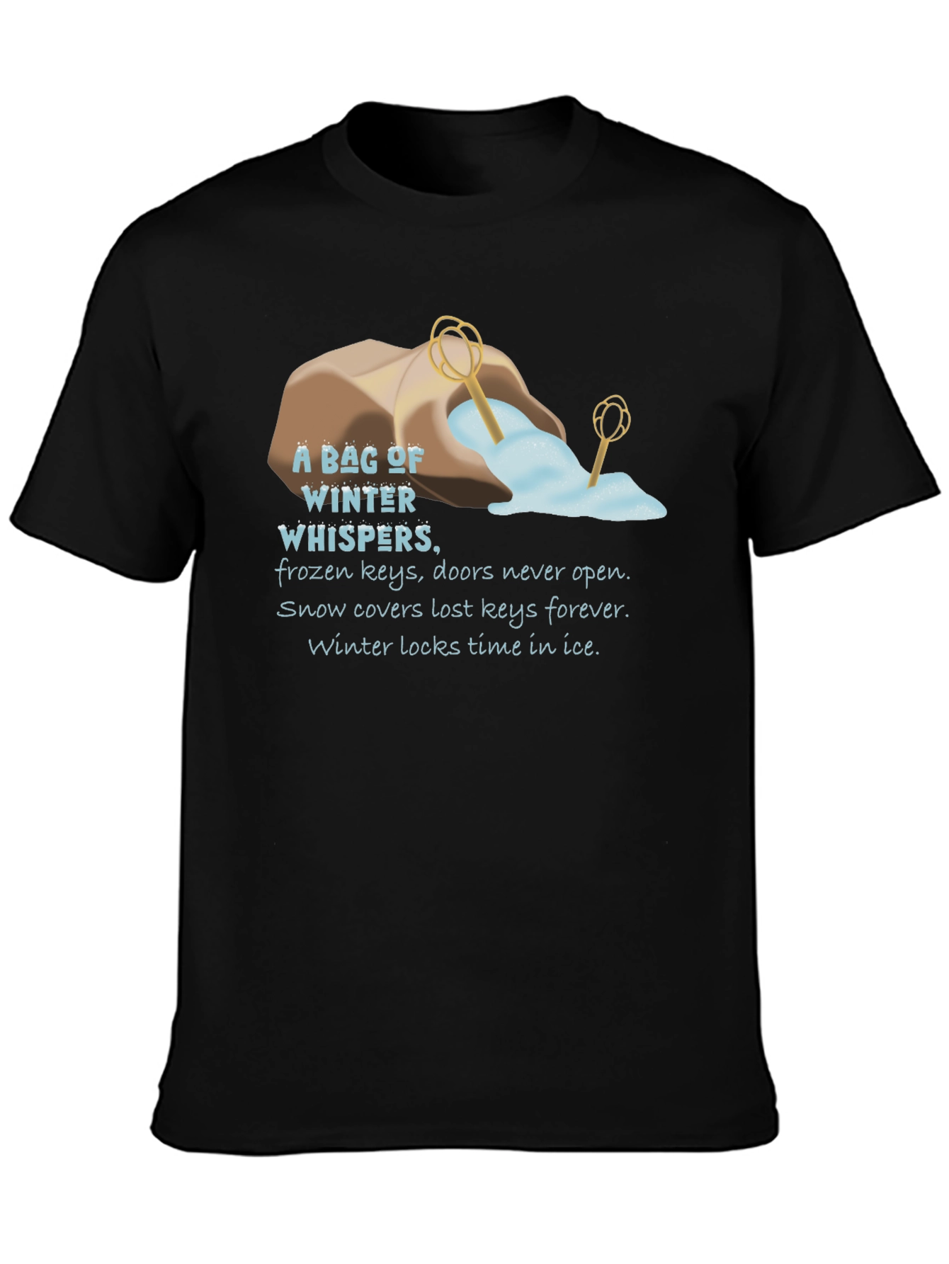 Black Winter Whispers Graphic T-Shirt - Unisex Black Tee view 3