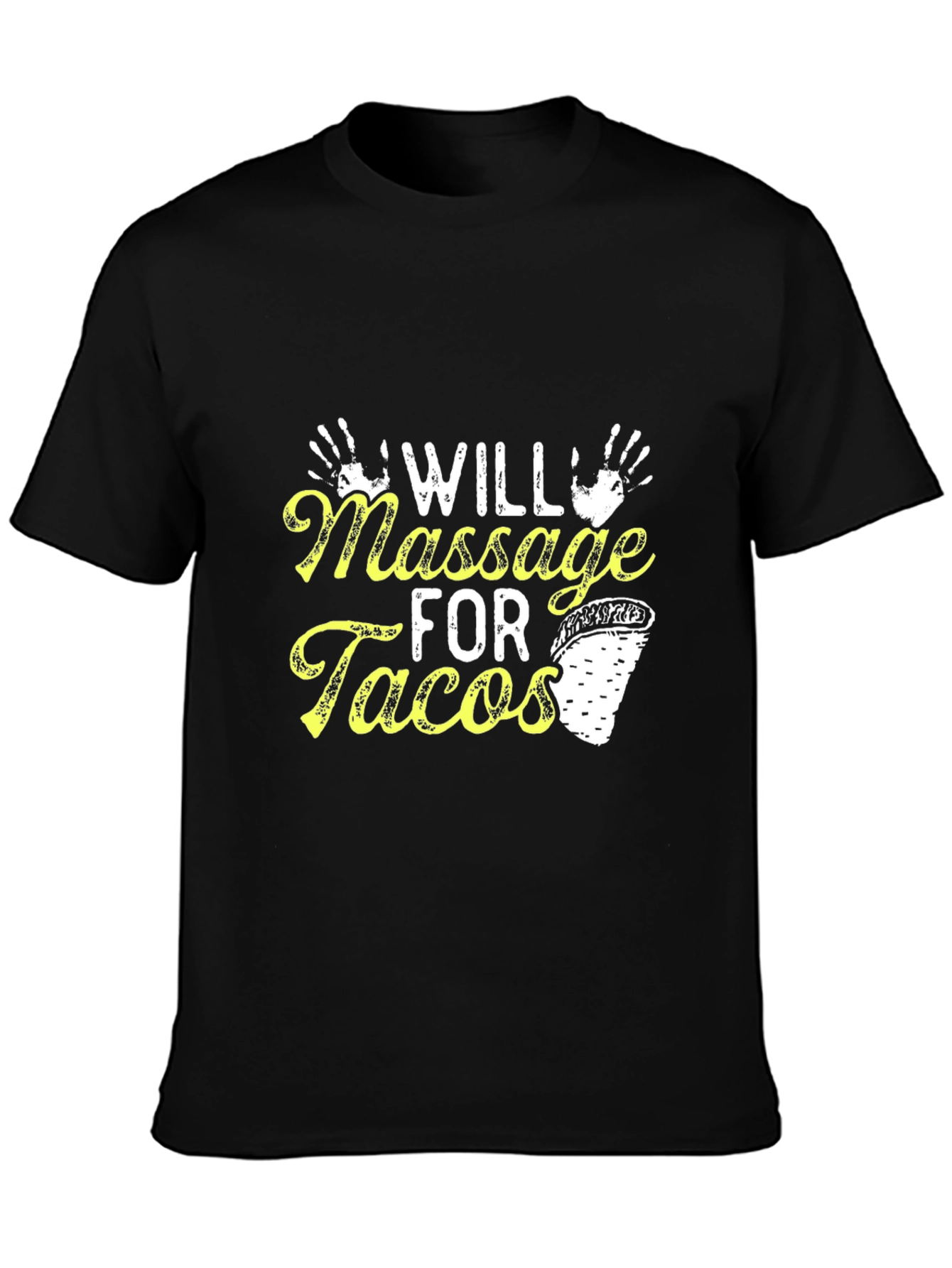 Black Massage for Tacos Black T-Shirt view 3