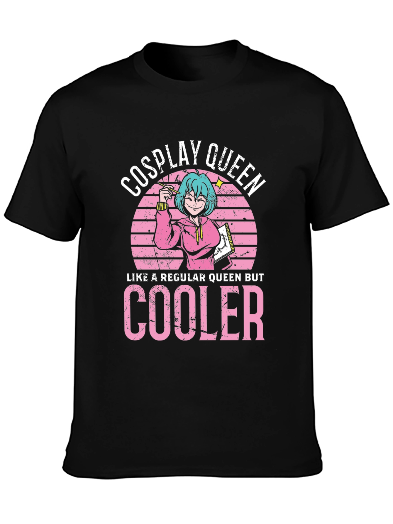 Black Cosplay Queen Graphic T-Shirt - Anime Lover Tee view 3