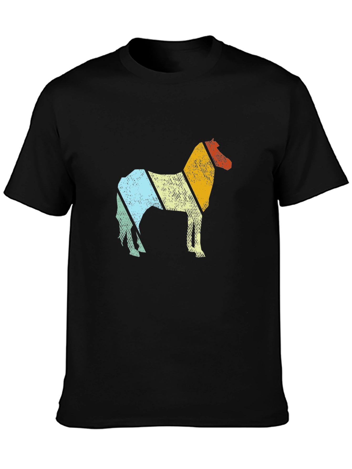 Black Retro Horse Graphic Tee - Comfort Fit Black T-Shirt view 3