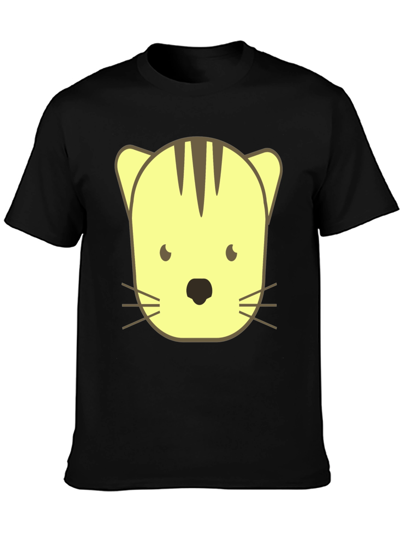 Black Cute Cartoon Cat Graphic Black T-Shirt view 3