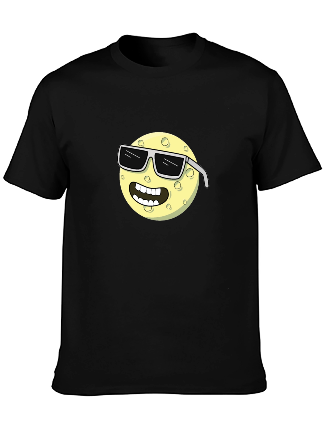 Black Cool Moon T-Shirt - Cartoon Graphic Tee view 3