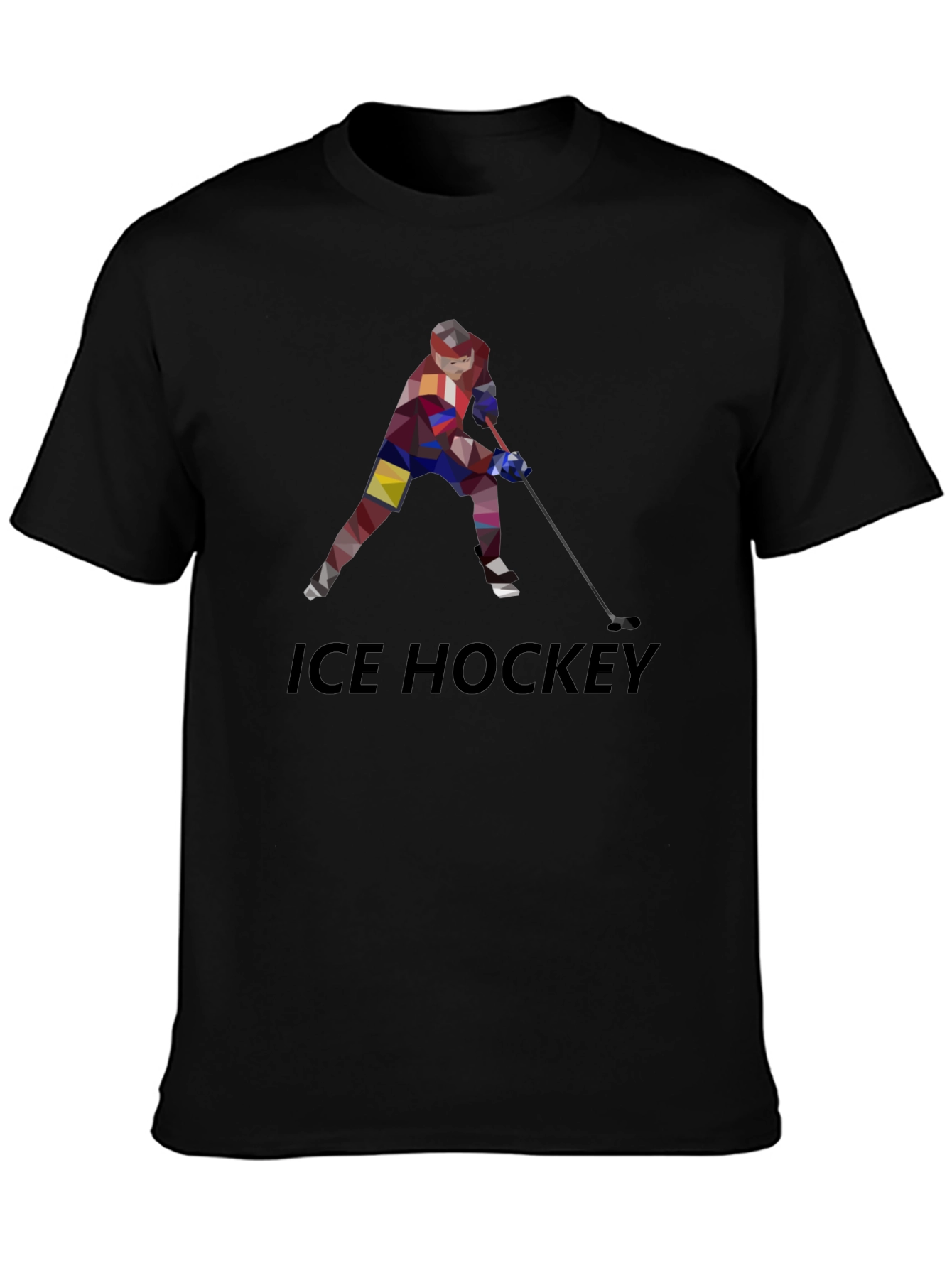 Black Geometric Ice Hockey Graphic Tee - Stylish Sportswear view 3