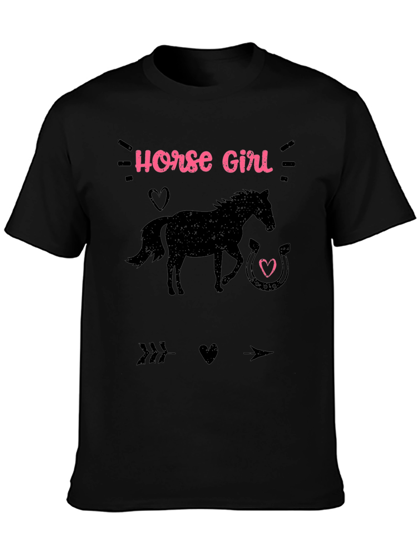 Black Horse Girl Graphic T-Shirt view 3