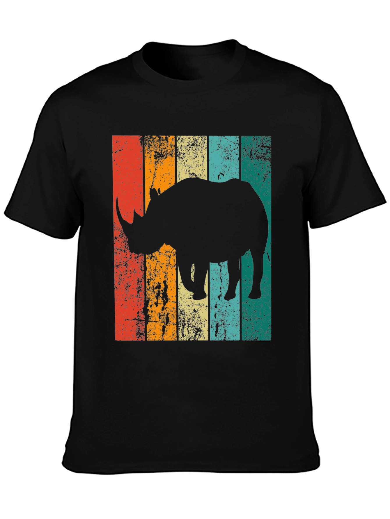 Black Retro Rhino Graphic T-Shirt - Vintage Style Men's Tee view 3