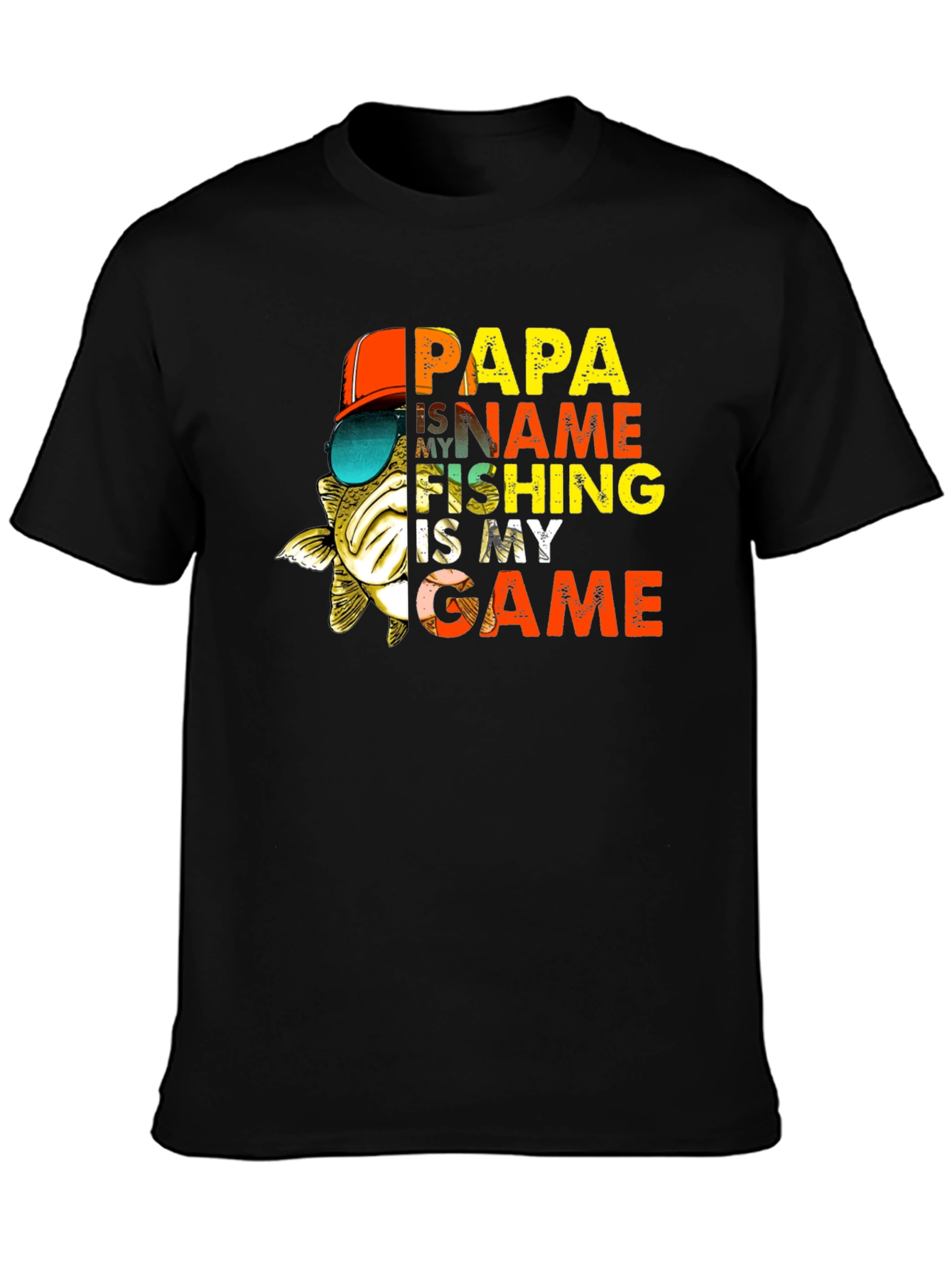 Black Papa Fishing T-Shirt - Name is My Game view 3