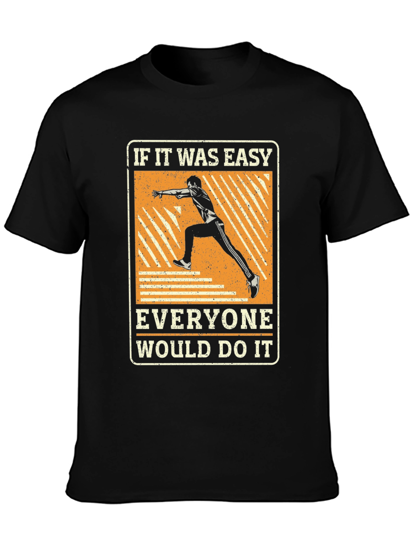 Black Motivational Runner T-Shirt - If It Was Easy view 3