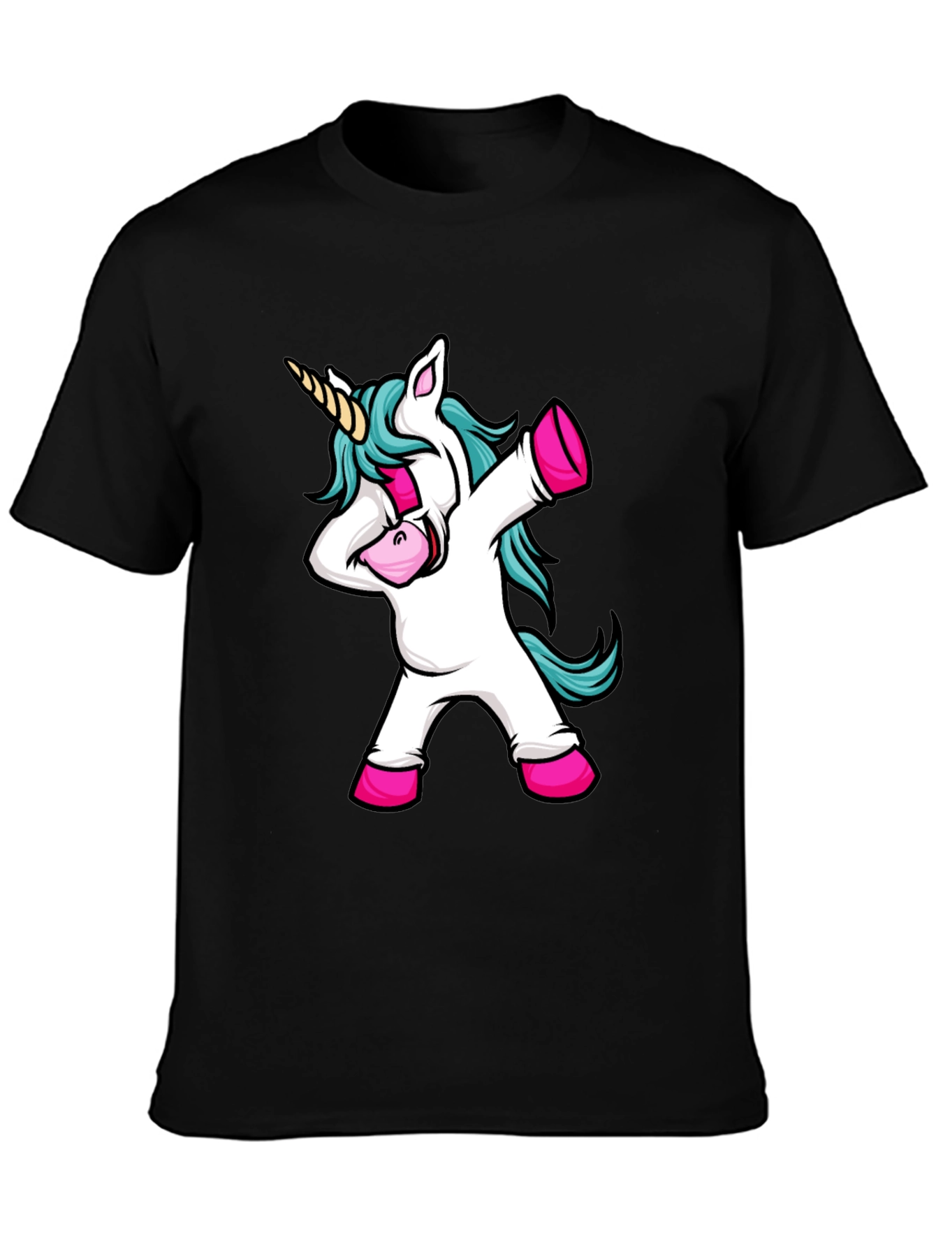 Black Dabbing Unicorn Black Graphic Tee view 3