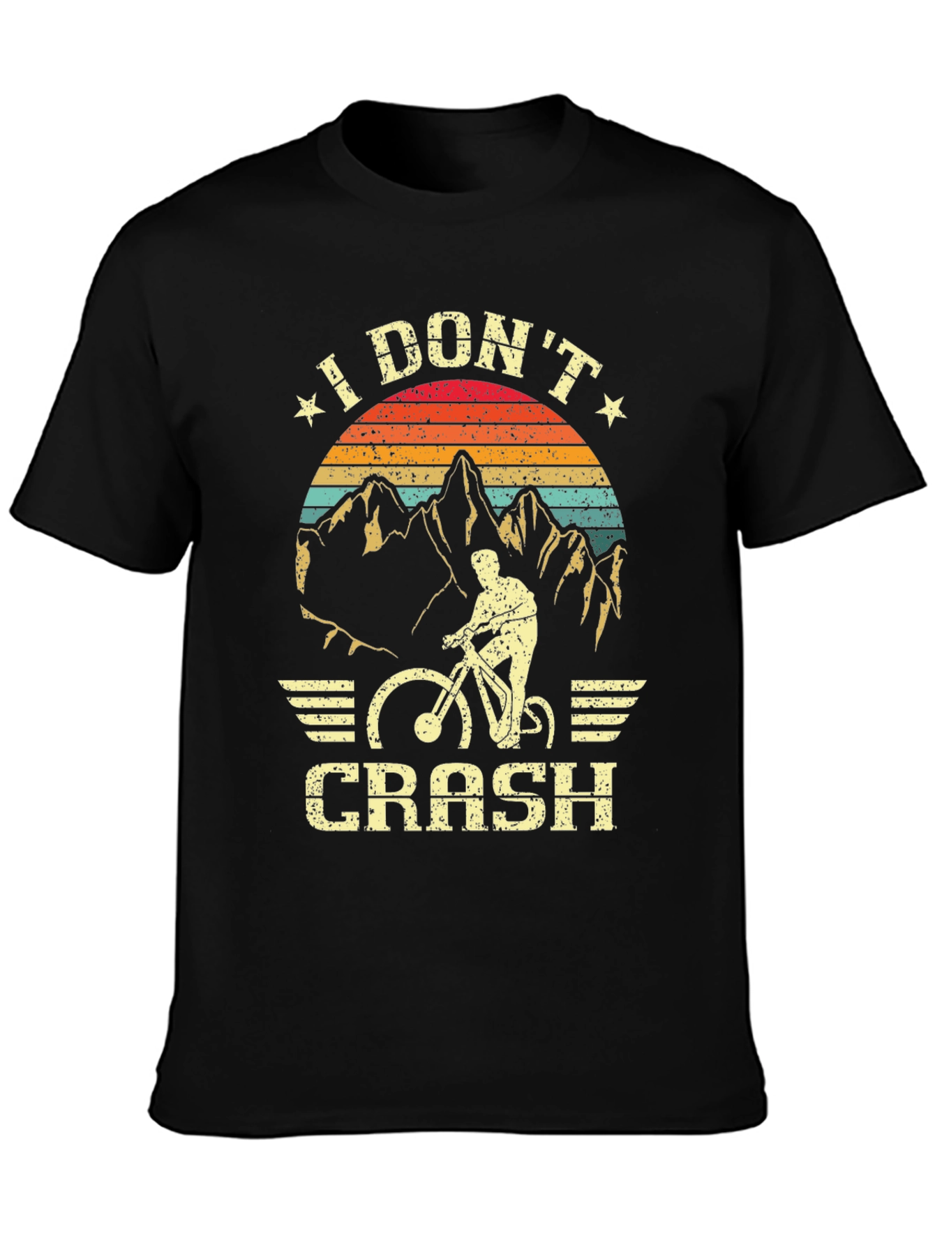 Black I Don't Crash Mountain Bike T-Shirt view 3