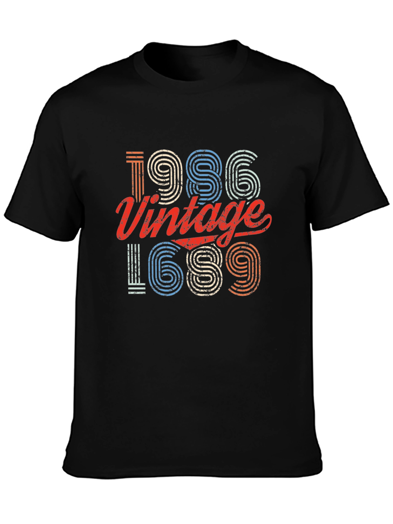 Black Vintage 1986 T-Shirt, Retro Birthday Tee view 3