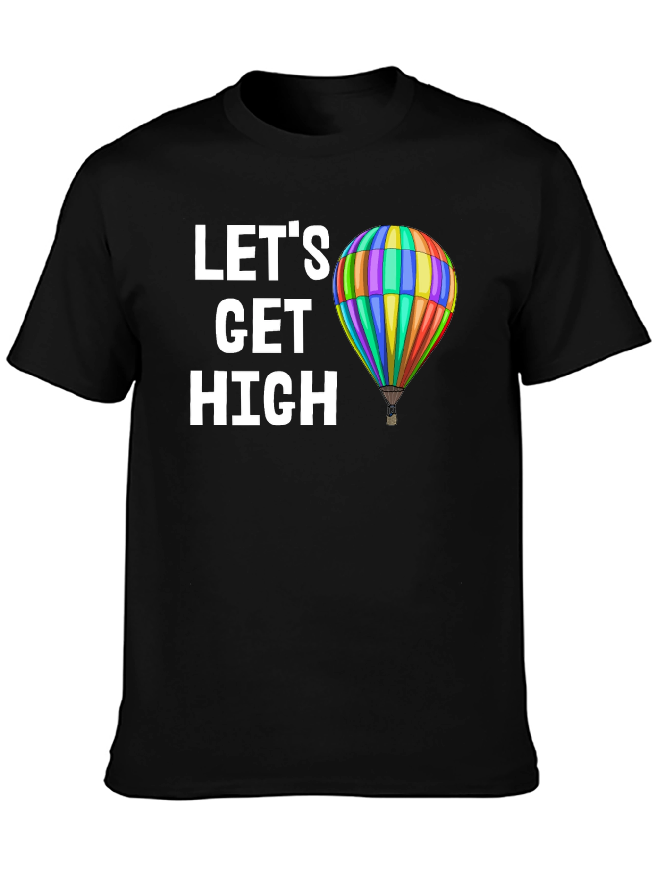 Black Let's Get High Hot Air Balloon Graphic Tee view 3