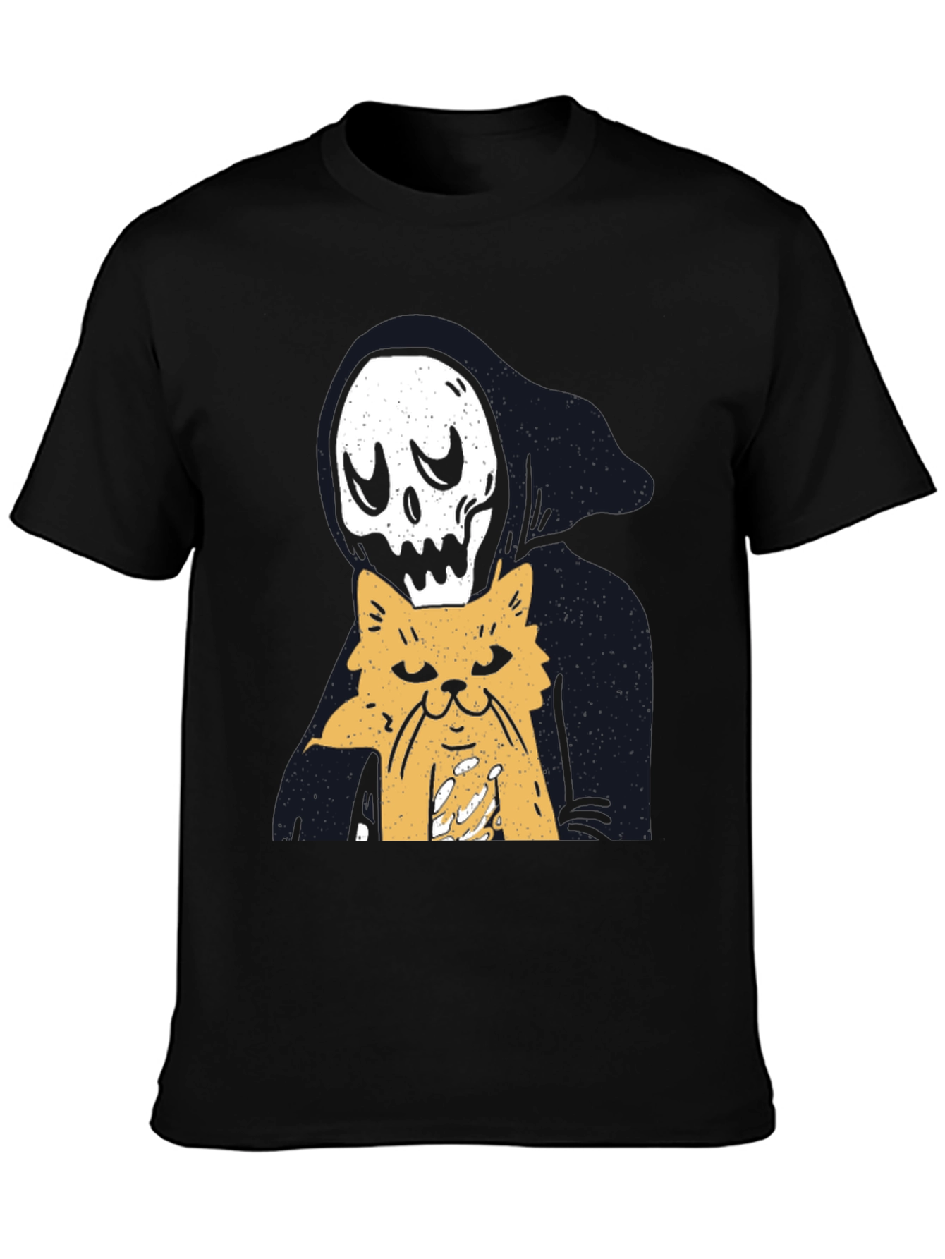 Black Grim Reaper Cat Lover T-Shirt - Black view 3