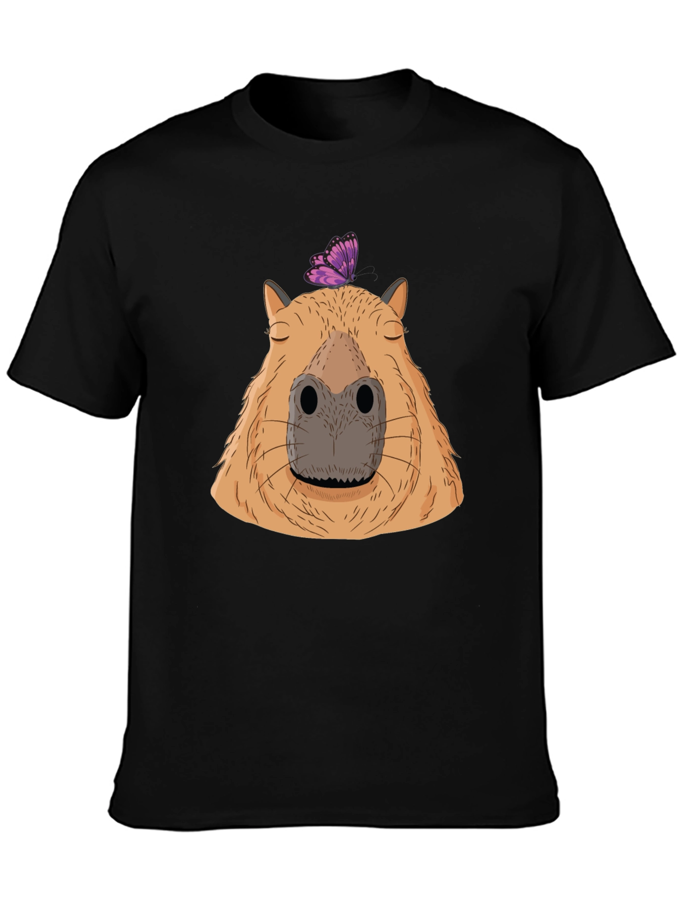 Black Capybara & Butterfly Graphic T-Shirt - Comfort & Style view 3