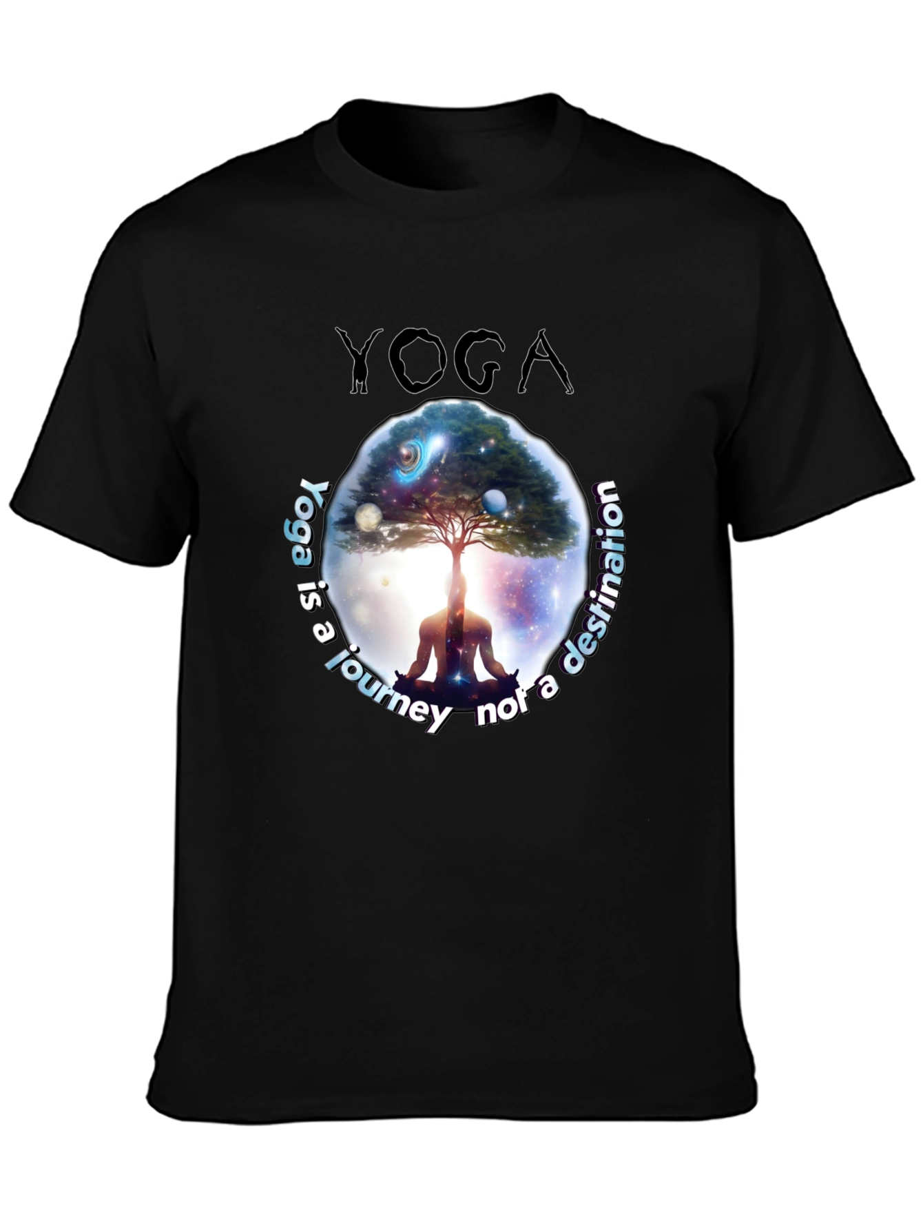 Black Yoga Journey T-Shirt - Meditative Graphic Tee view 3