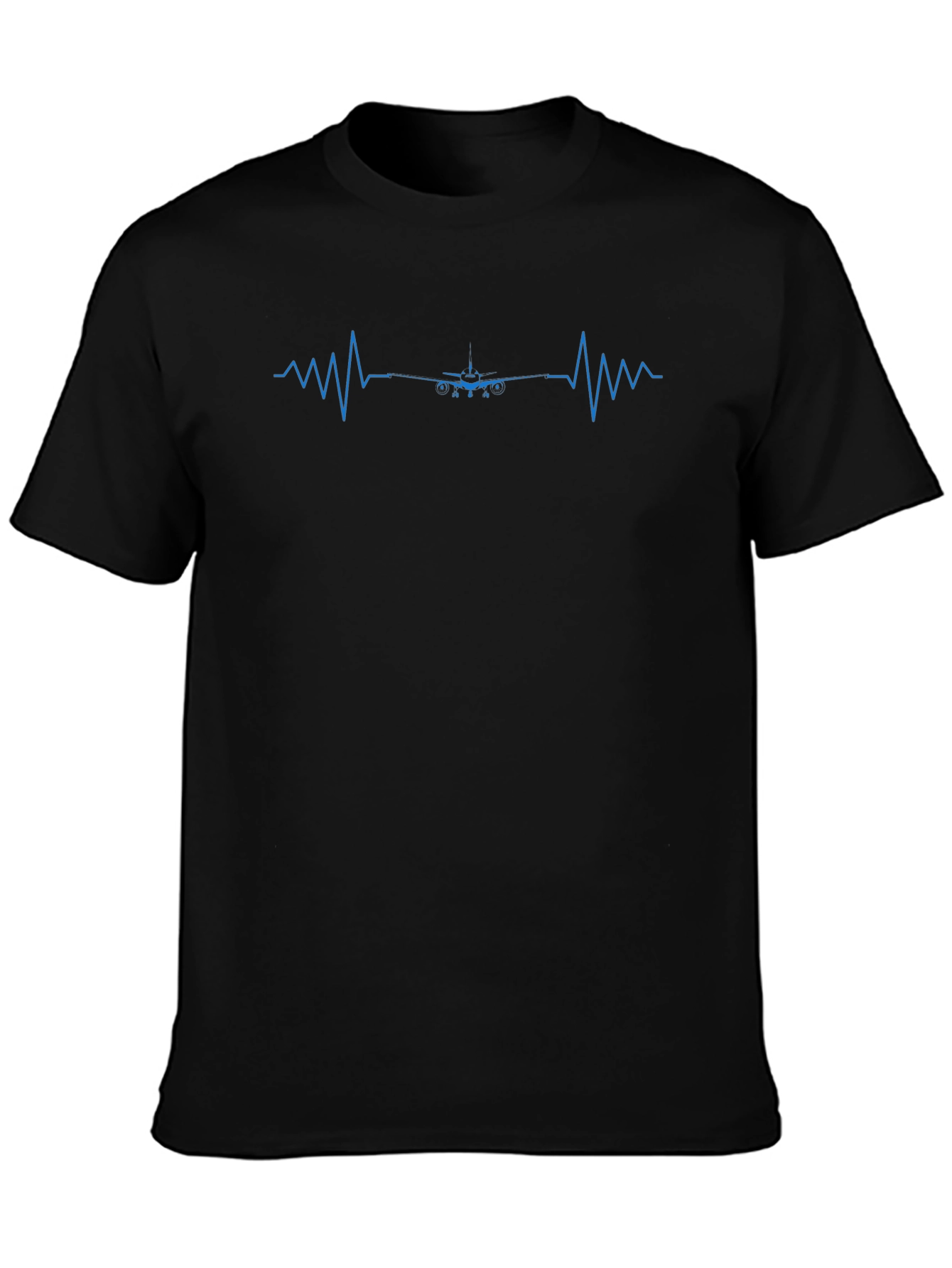 Black Airplane Heartbeat T-Shirt - Pilot Gift view 3