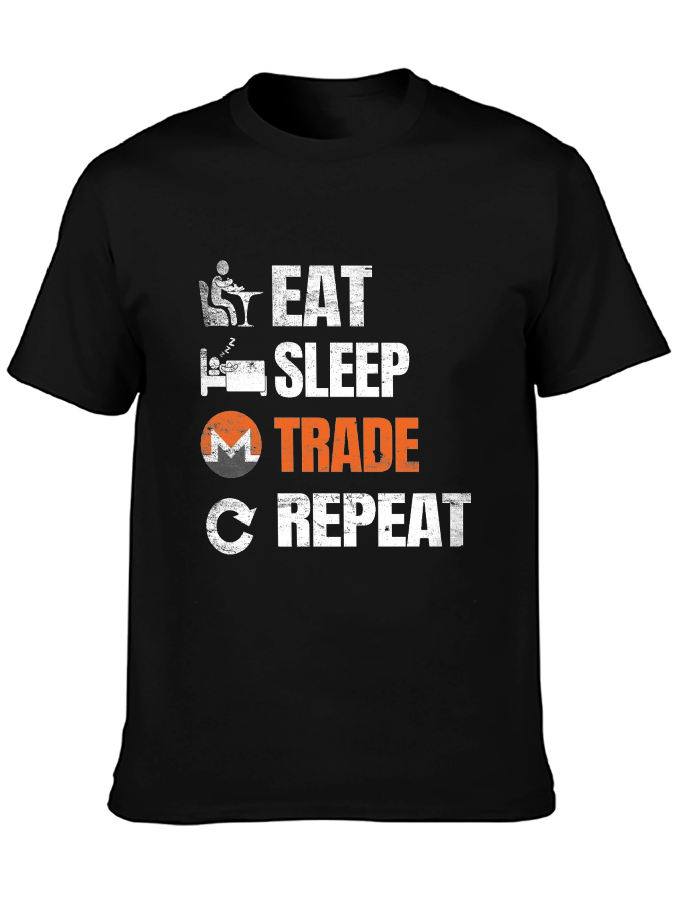 Black Eat Sleep Trade Repeat T-Shirt - Crypto Trading Tee view 3